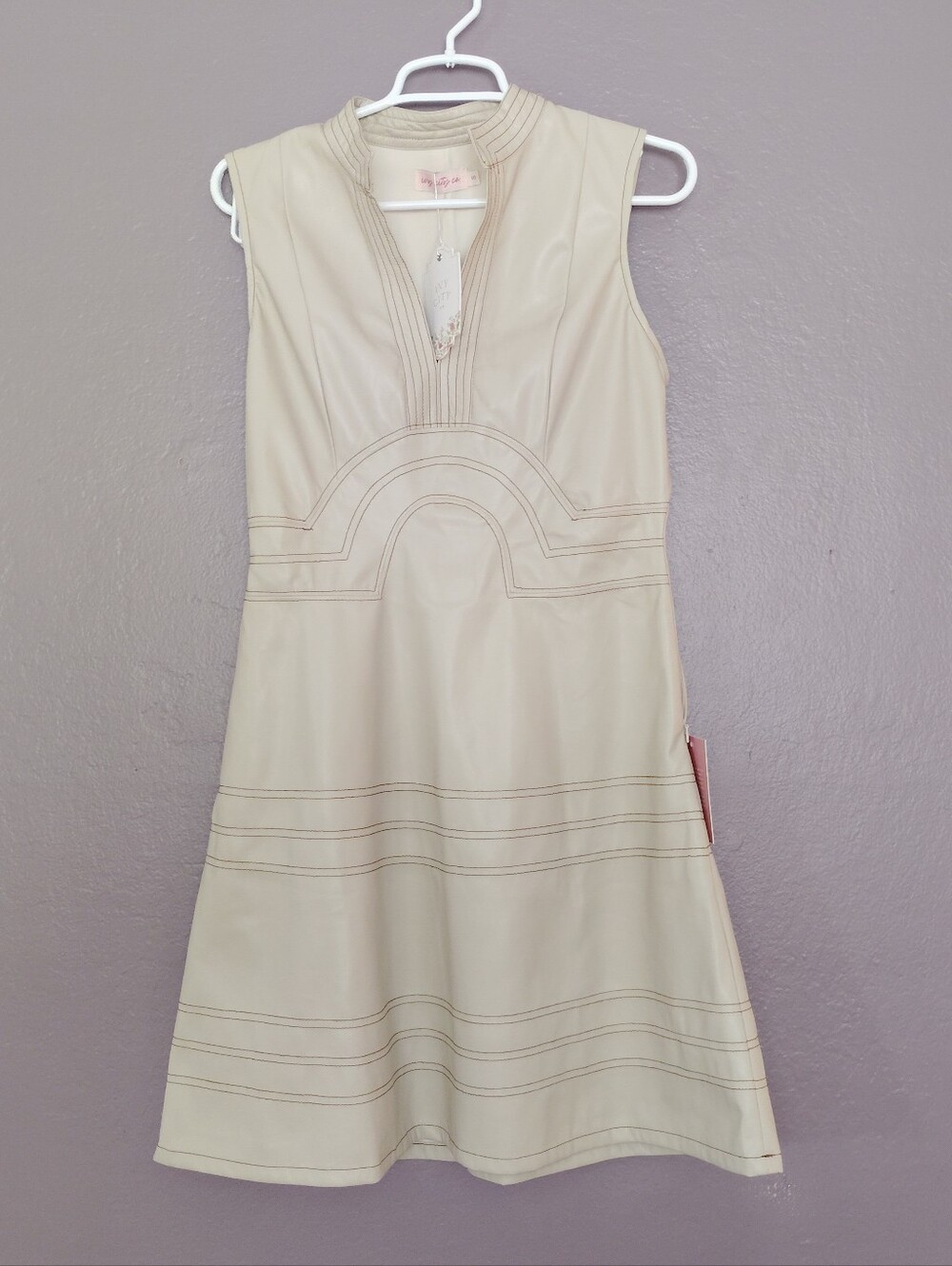 Ivy City Co Faye Began Leather Dress Size SM Modern Chic Modest